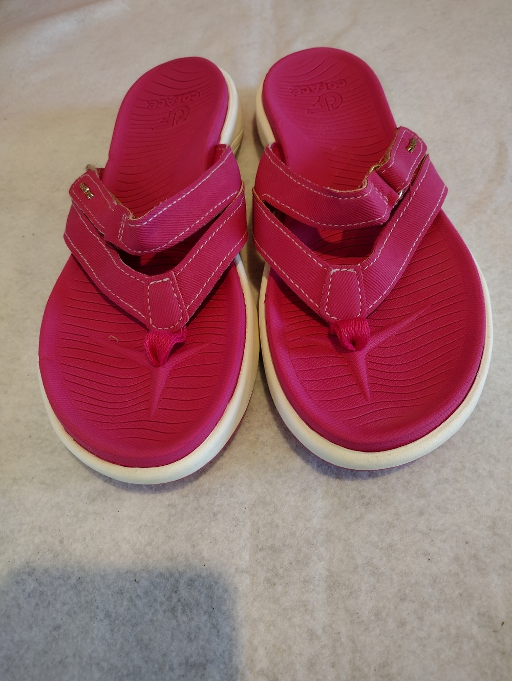 COFACE Woman's  Hot Pink And White Comfort Orthotic Flip Flop Sandals